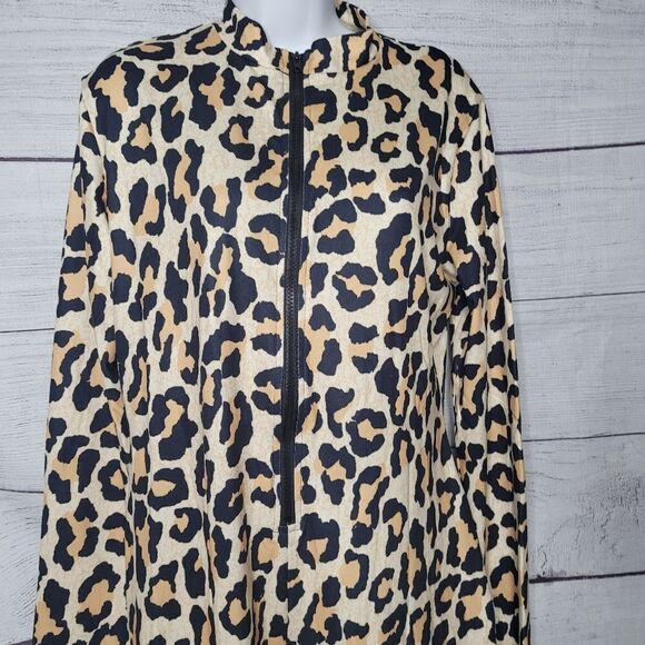 Women's TOPSRANI Lightweight Front Zip Animal Print Onesie XXL - Picture 2 of 4